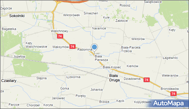 mapa Biała Pierwsza, Biała Pierwsza gmina Biała na mapie Targeo